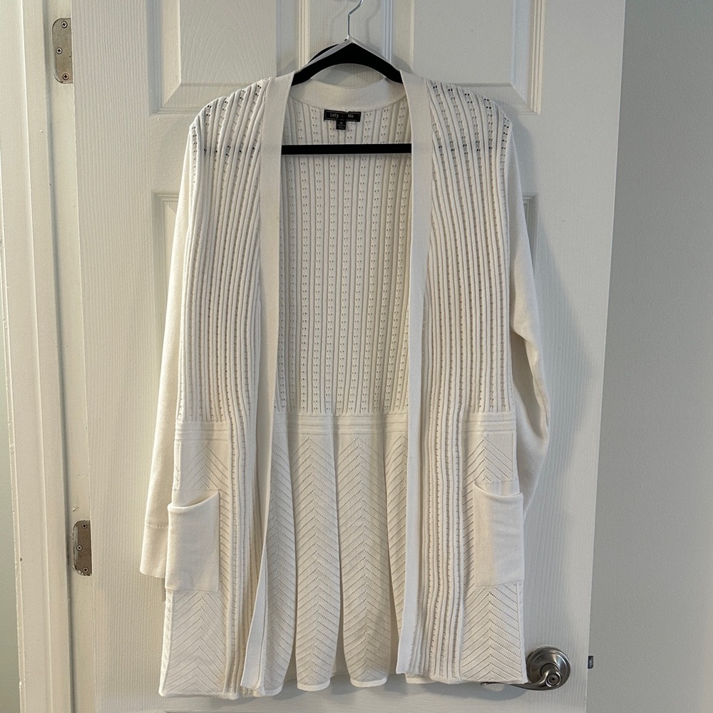 Elegant Cream Open-Front Cardigan